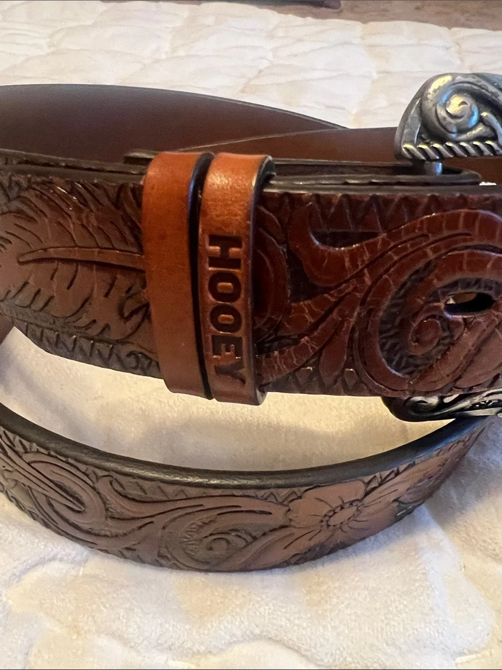 HOOEY leather tooled belt XL